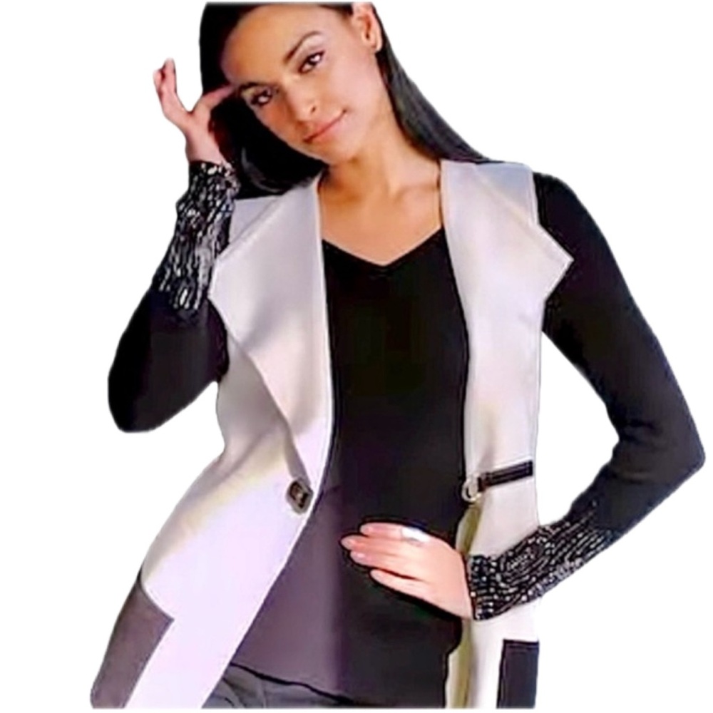 Elena Wang vest black & white color block tailored small NWT